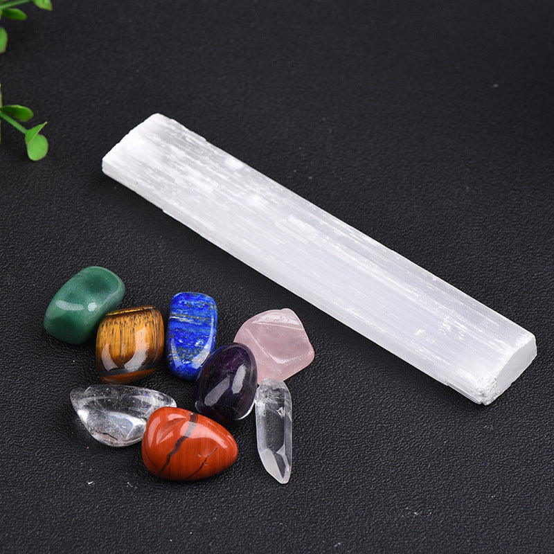 Natural crystal seven chakra chips plasterboard