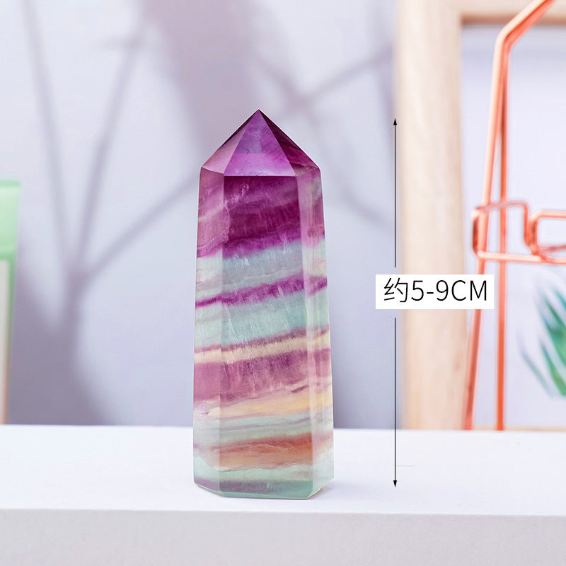 Natural crystal seven-color fluorite crystal pillars