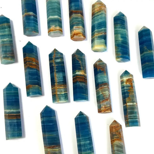 Natural Blue Lux crystal hexagonal prism