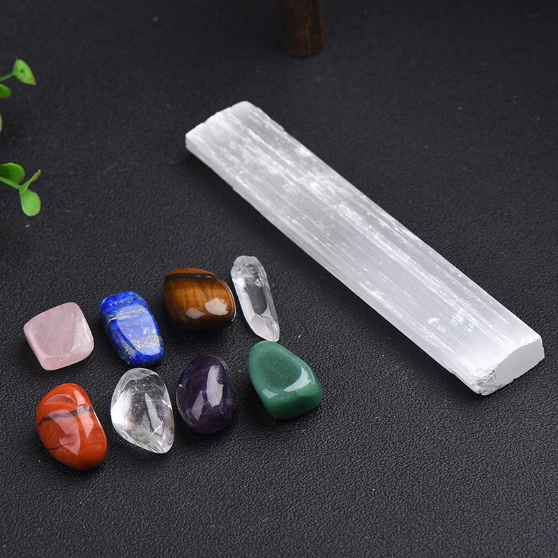 Natural crystal seven chakra chips plasterboard