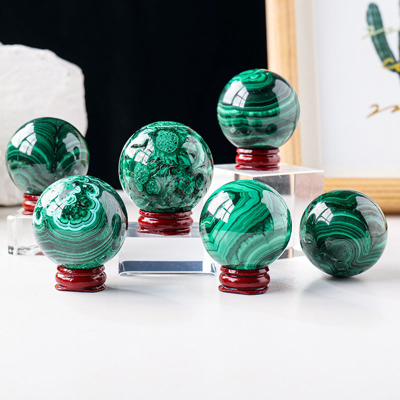 Natural malachite crystal ball