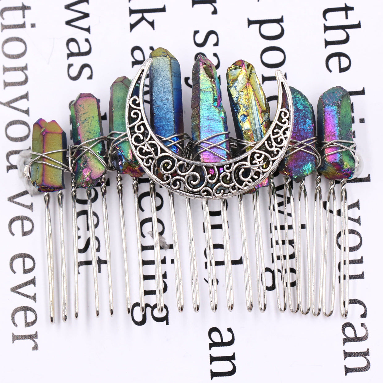 Natural crystal hair comb