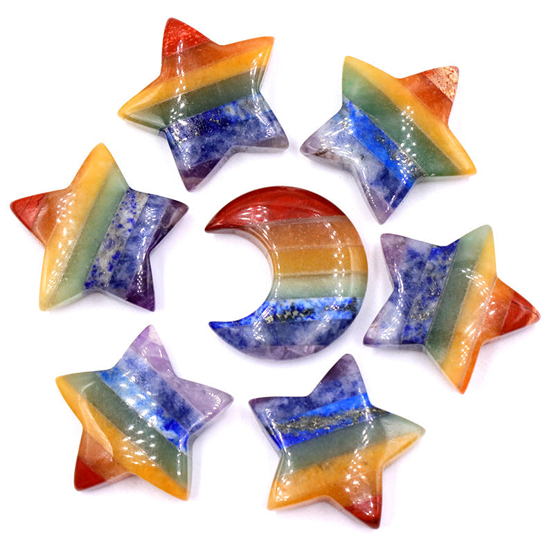 Seven chakra stone moon stars