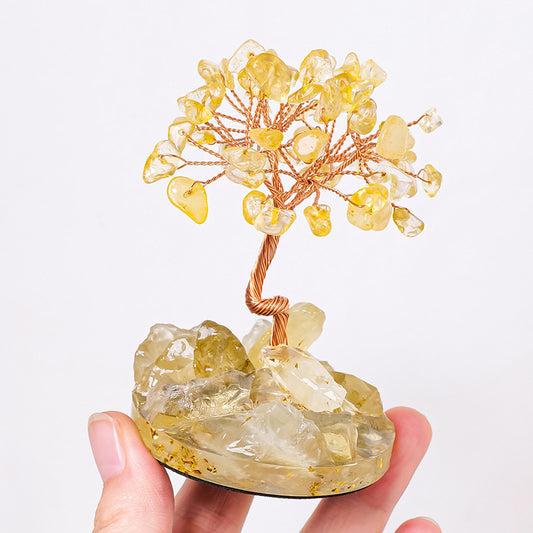 Natural crystal rough stone gravel fortune tree