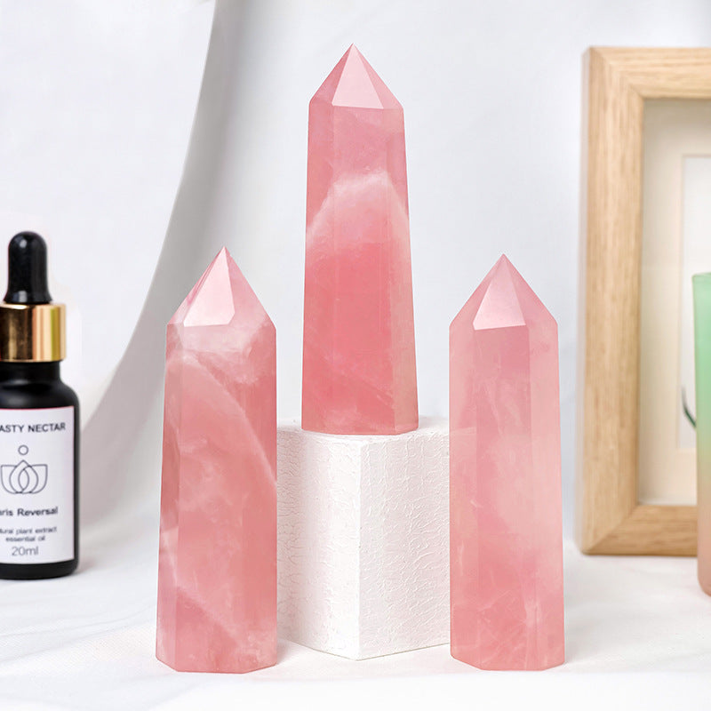 Natural powder crystal single pointed hexagonal prism