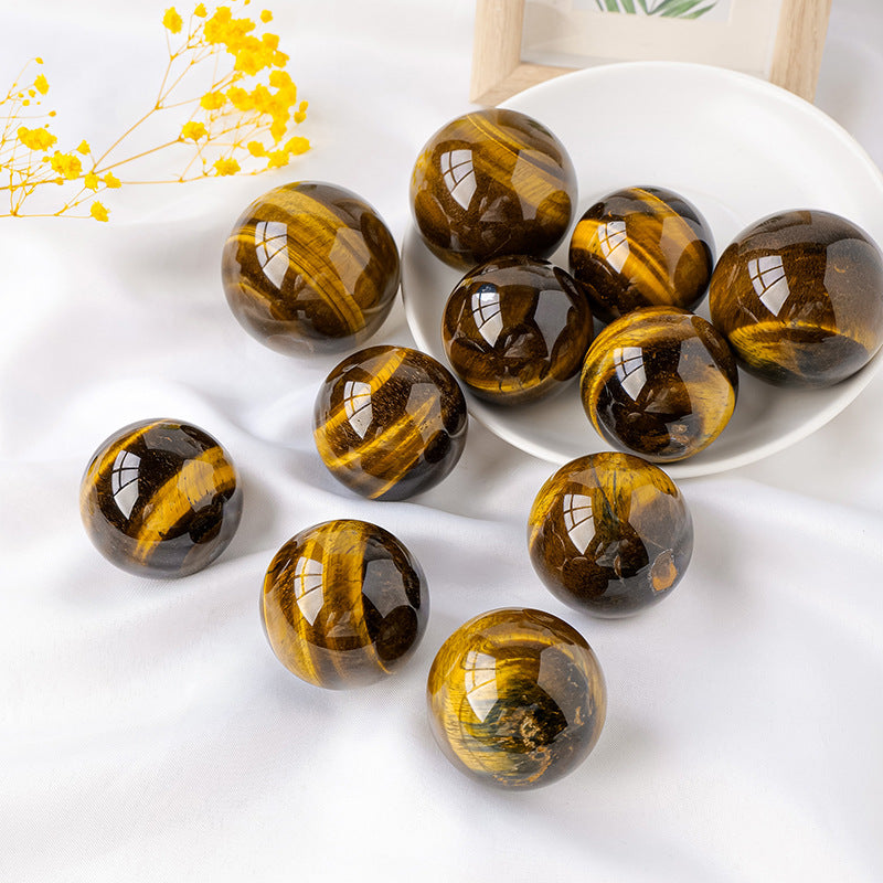 Natural yellow tiger's eye crystal ball