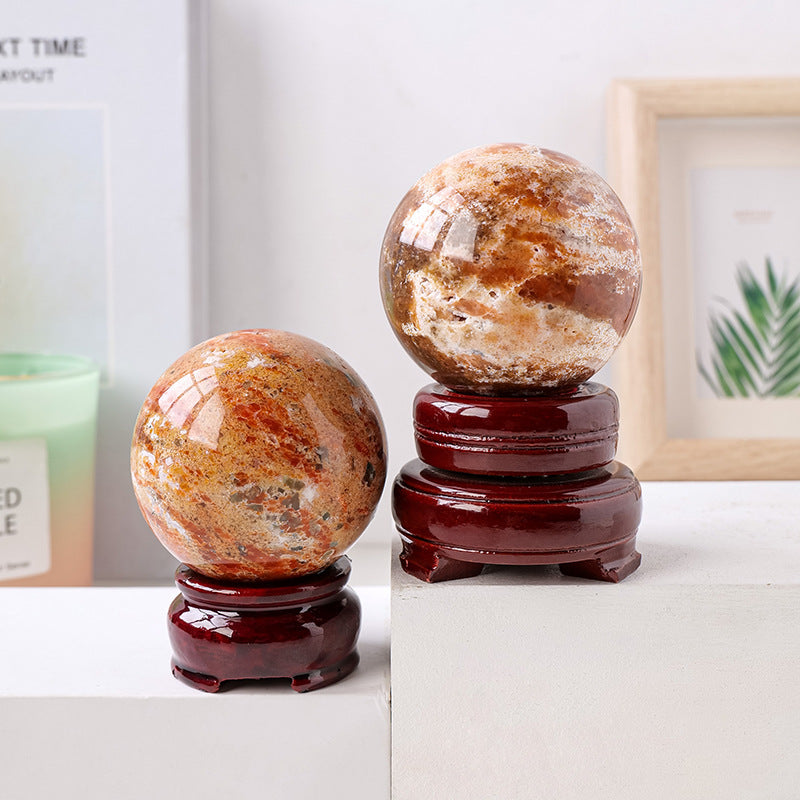 Natural sunstone red jasper common crystal ball