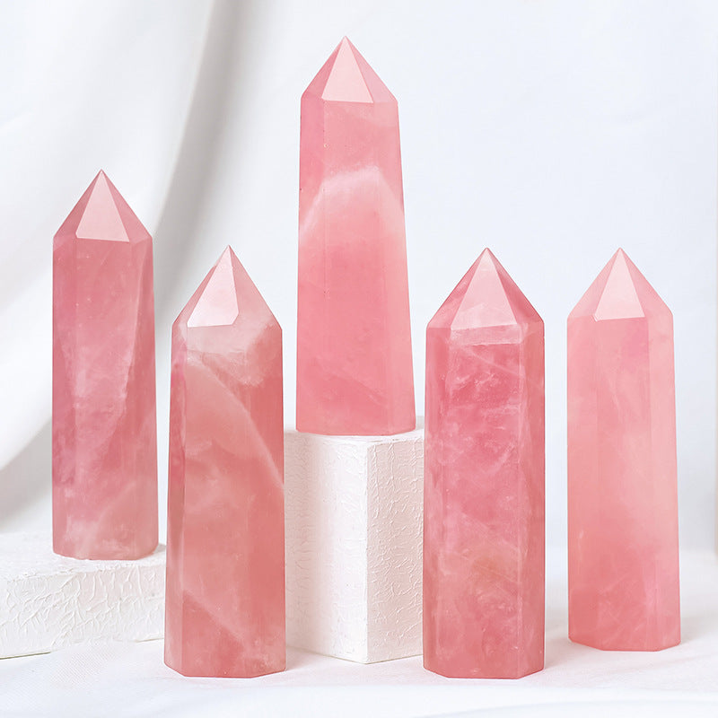 Natural powder crystal single pointed hexagonal prism