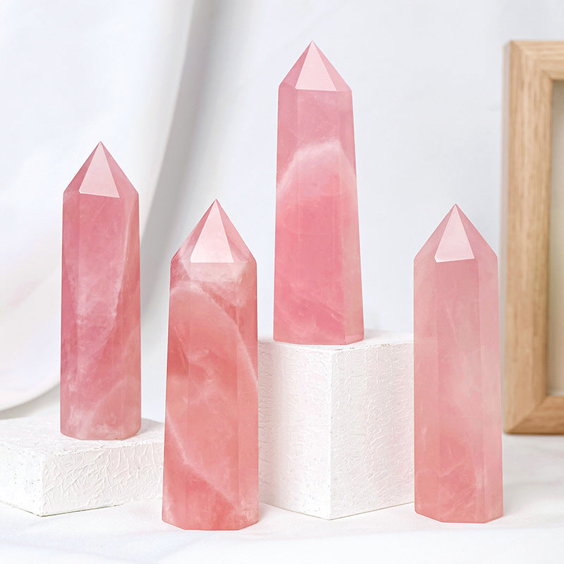 Natural powder crystal single pointed hexagonal prism
