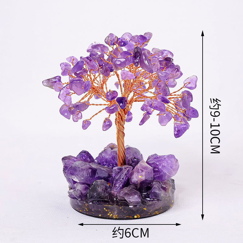 Natural crystal rough stone gravel fortune tree