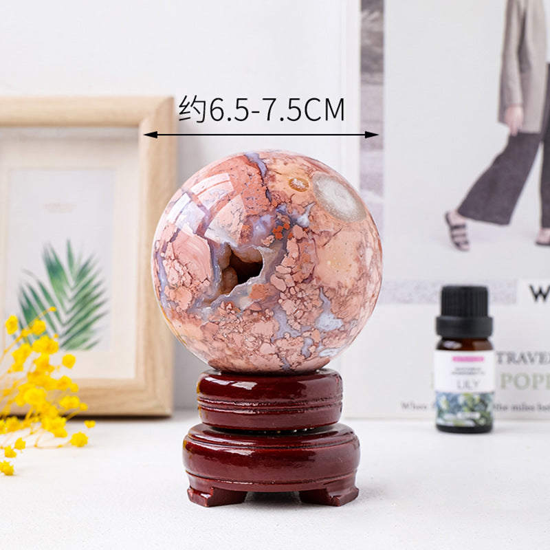 Natural pink agate crystal ball