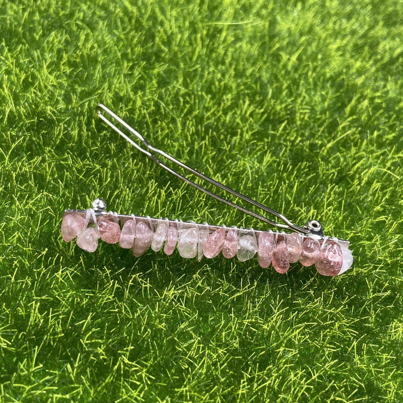 Natural crystal spring clip hair ornament