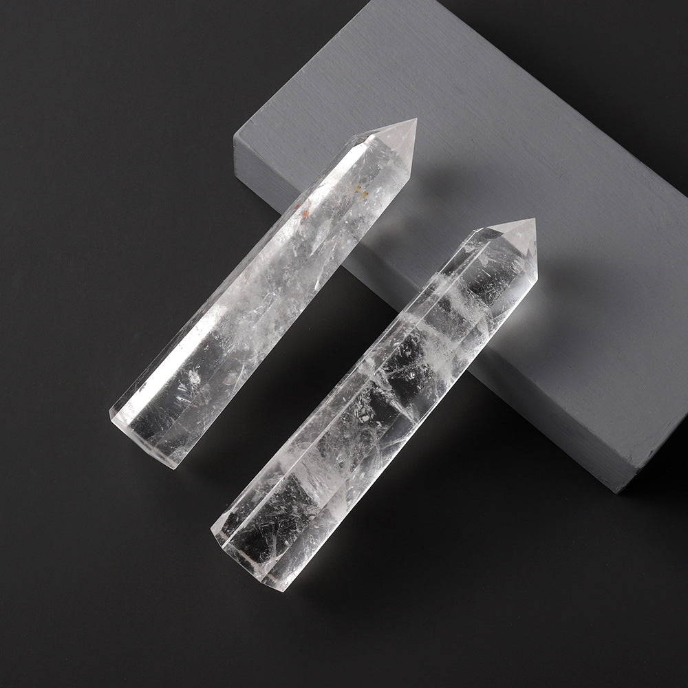 Natural white crystal hexagonal prism