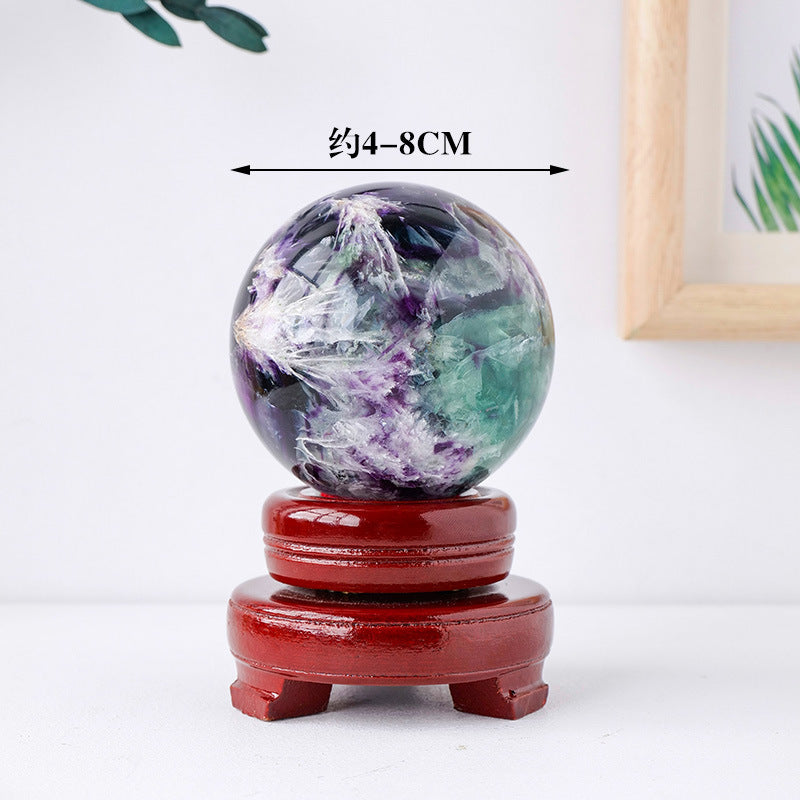 Natural feather fluorite crystal ball