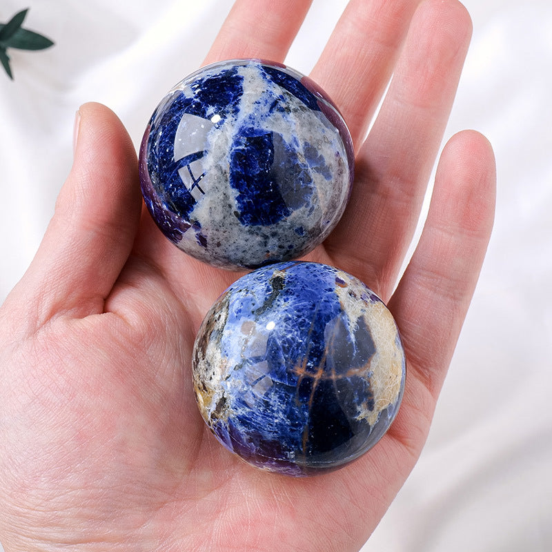 Natural blue stone crystal ball