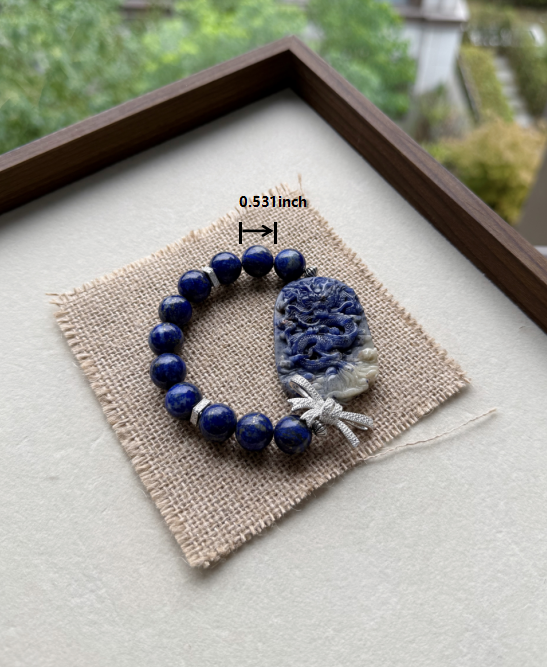 Lapis lazuli & sodalite dragon original design bracelet