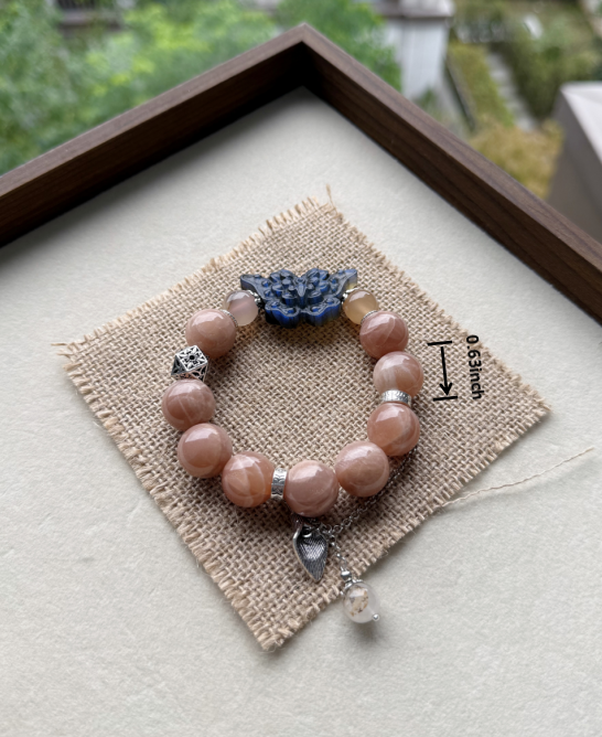 Peach moonstone & labradorite butterfly original design bracelet