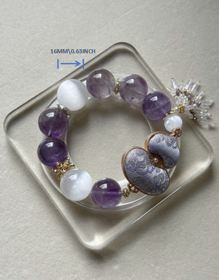 Amethyst & selenite & silk Hulu original design bracelet