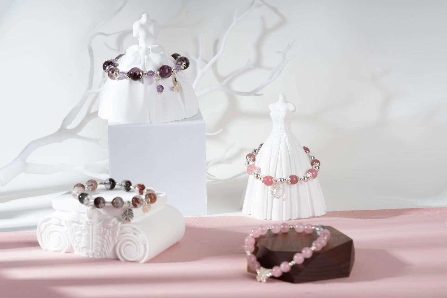 garden quartz & rutile silver bracelet