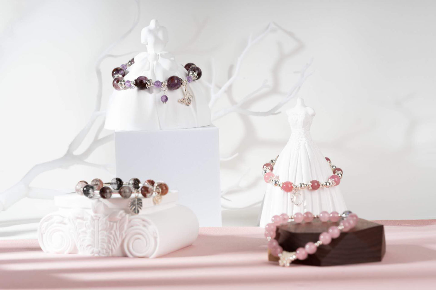 garden quartz & rutile silver bracelet