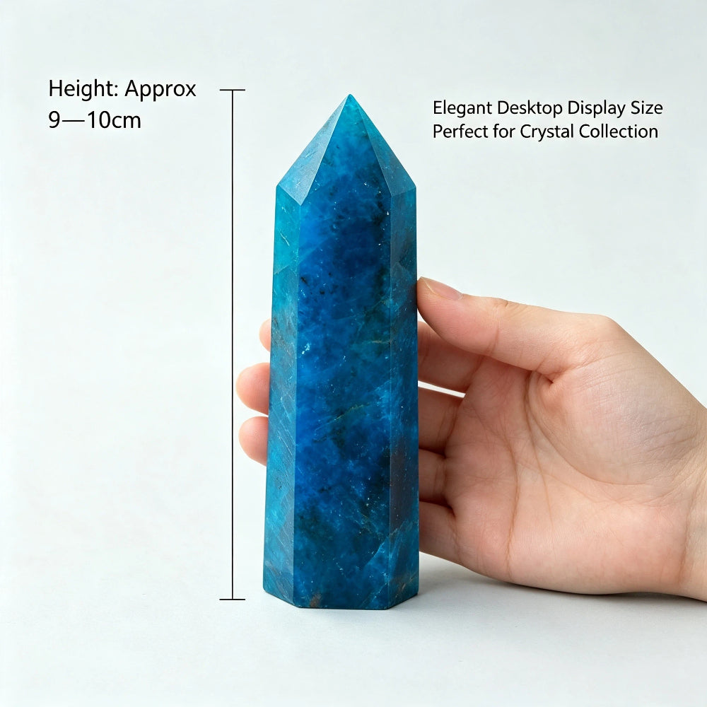 Natural blue apatite single-pointed hexagonal prism