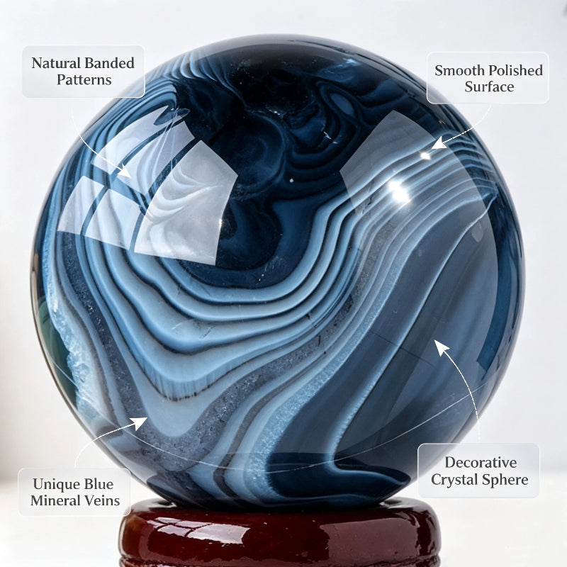 Natural black silk agate crystal ball