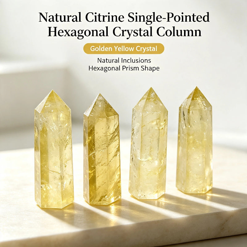 Citrine single-pointed hexagonal crystal column