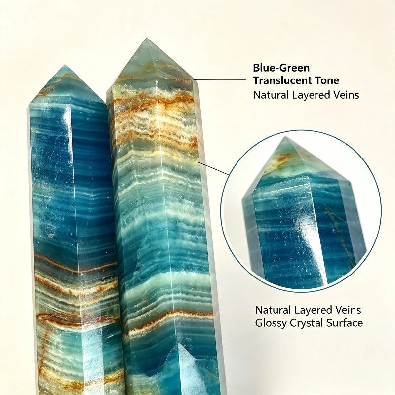 Natural Blue Lux crystal hexagonal prism