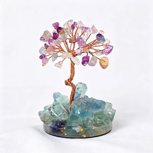 Natural crystal rough stone gravel fortune tree
