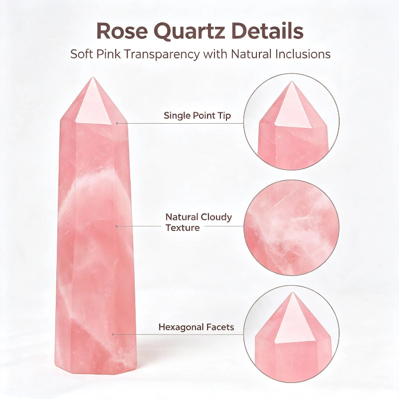 Natural powder crystal single pointed hexagonal prism