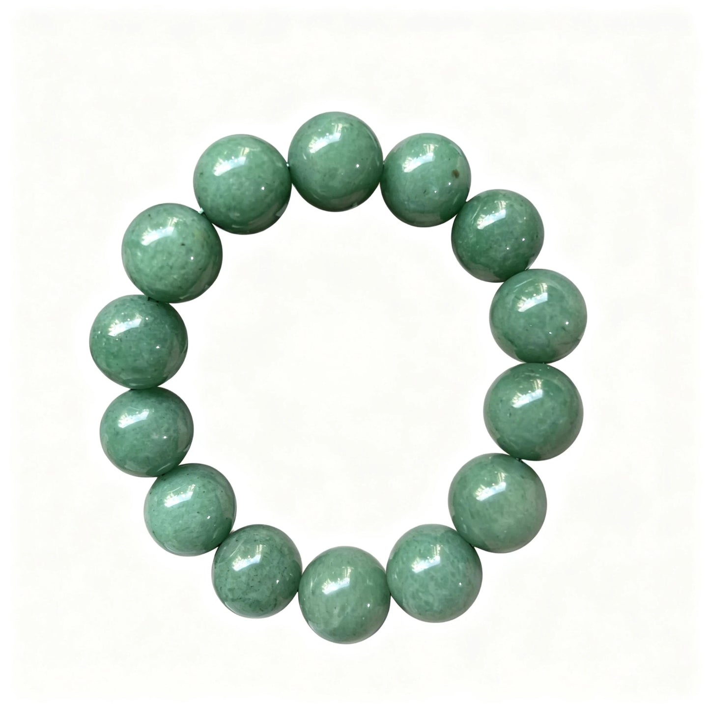 16mm Green Aventurine Round Beaded Bracelet, Polished Stone Bead Bracelet, Handmade Jewelry Gift for Men Women