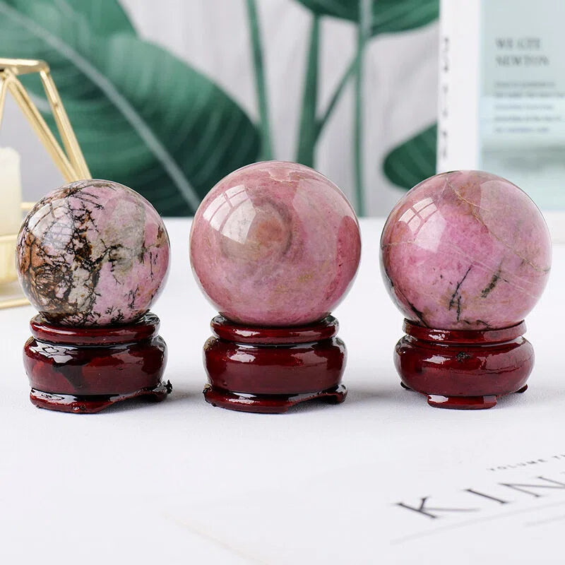 Natural crystal rosestone ball