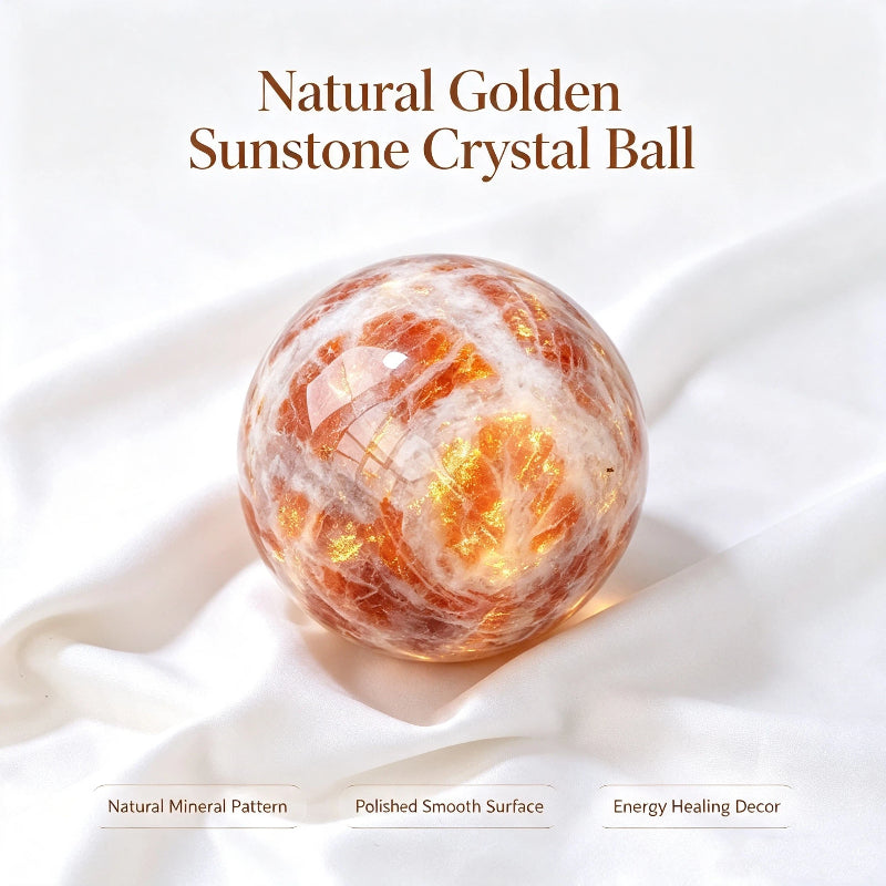 Natural golden sunstone crystal ball