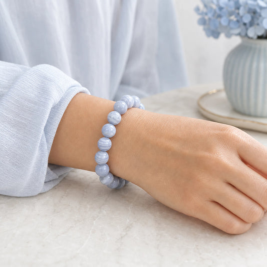 Blue Lace Agate Natural Stone Bracelet for Men and Women
