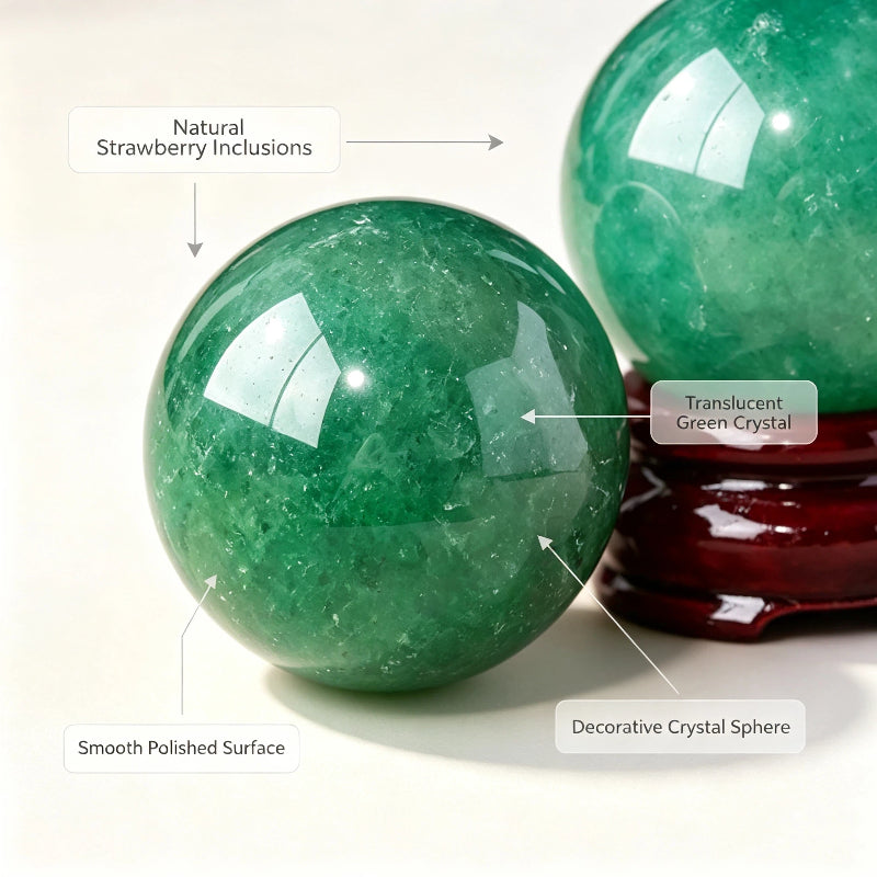 Natural green strawberry crystal ball