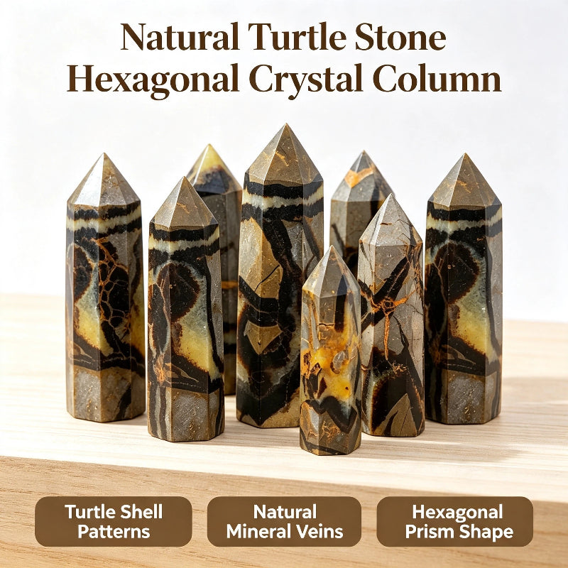Natural turtle stone hexagonal crystal column