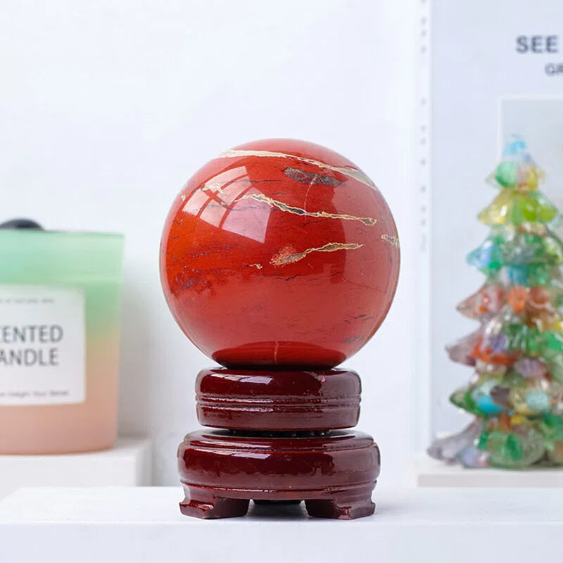 Natural red jasper crystal ball