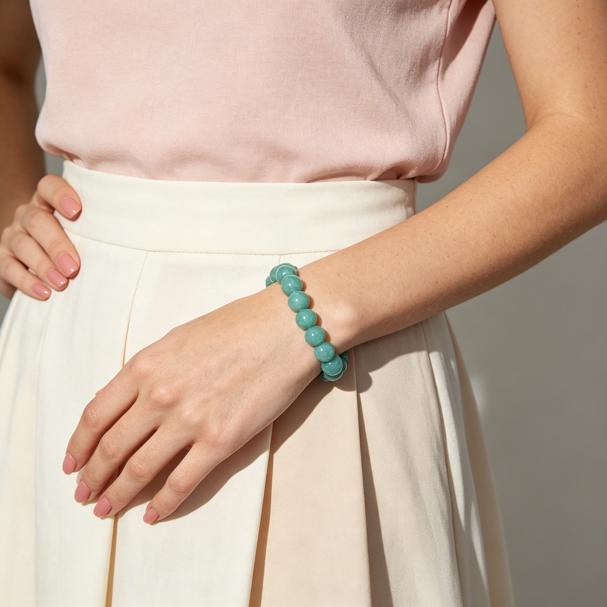 11mm Amazonite Natural Crystal Stretch Bracelet Unisex 2 Size Options