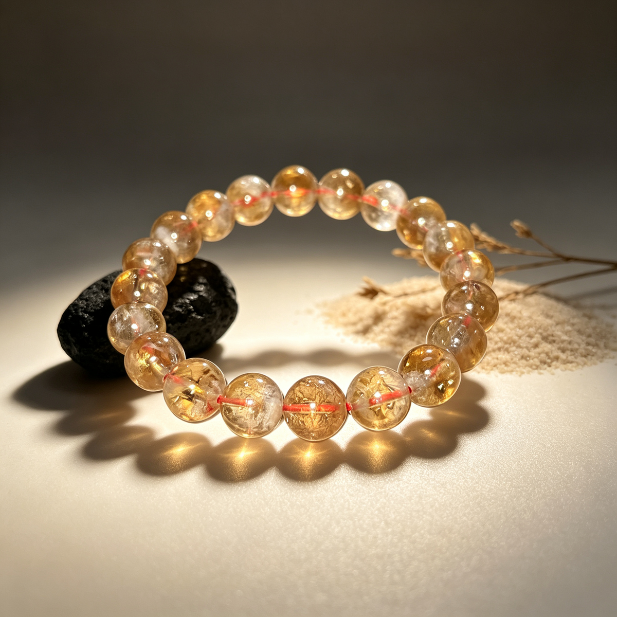10mm Citrine Natural Crystal Stretch Bracelet Unisex 2 Size Options
