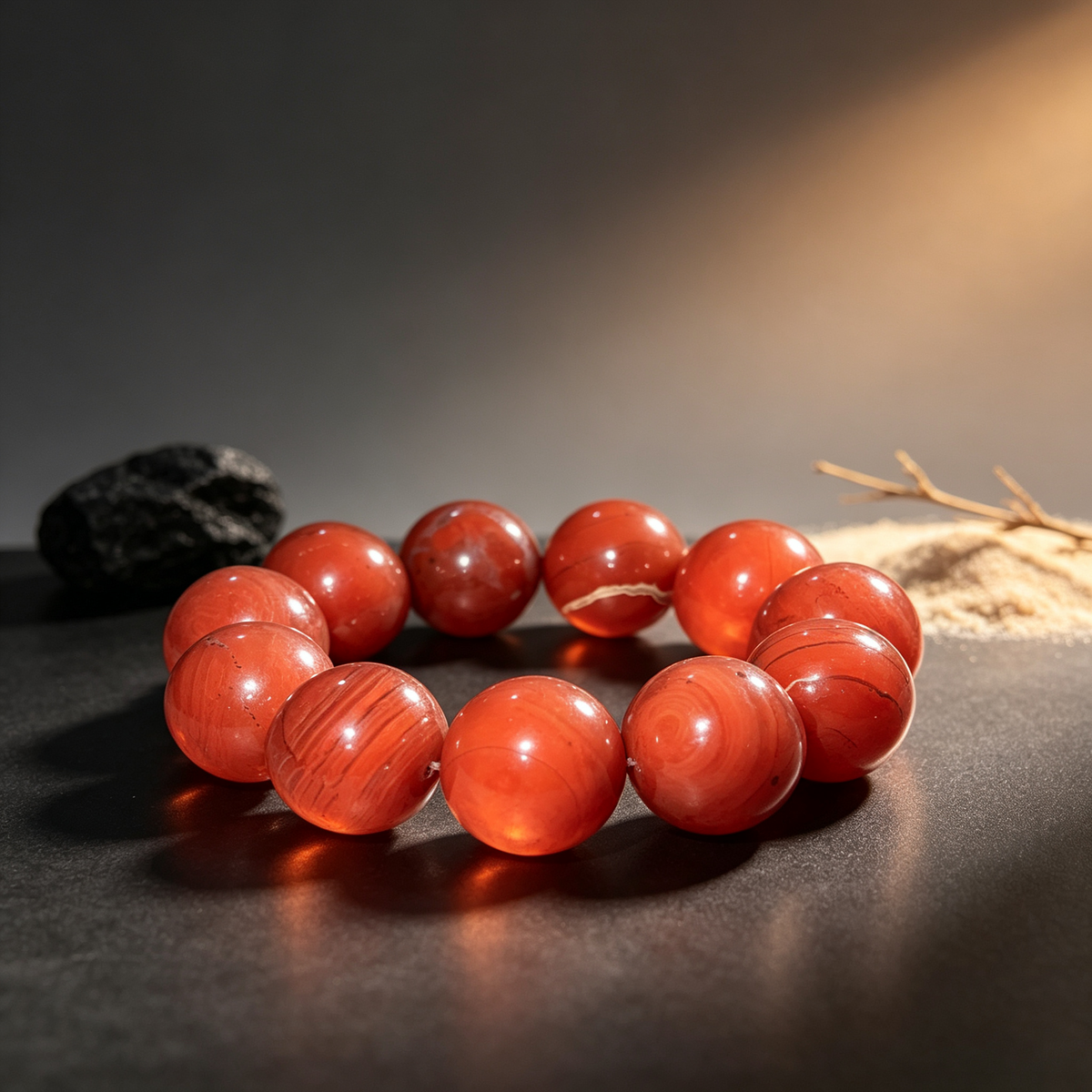 20mm Red Jasper Natural Crystal Stretch Bracelet Unisex 2 Size Options