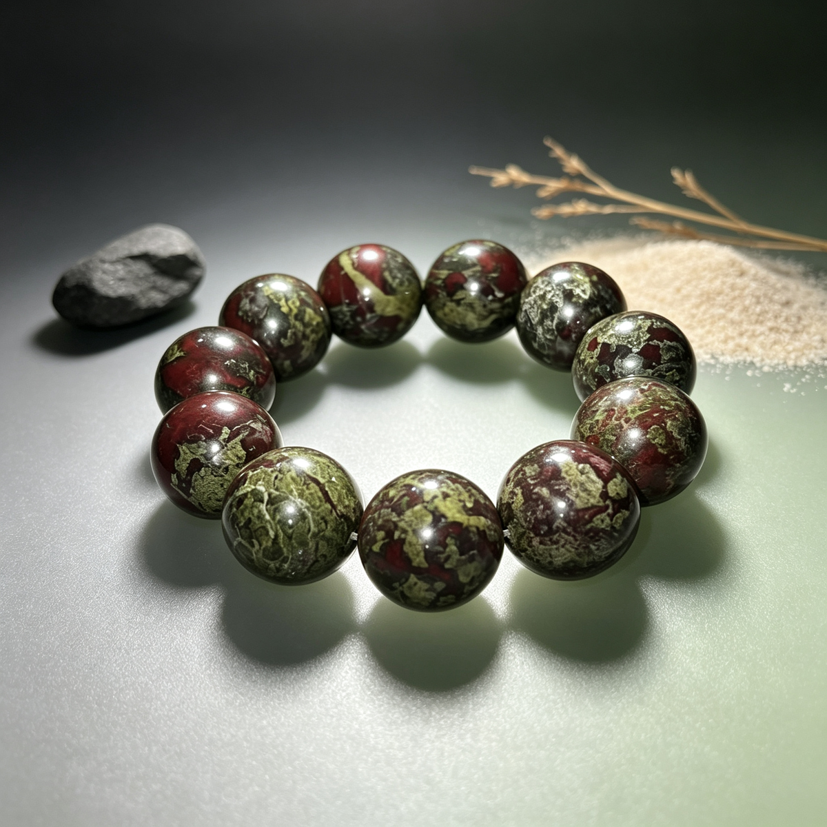 20mm Dragon Blood Stone Natural Crystal Stretch Bracelet Unisex 2 Size Options