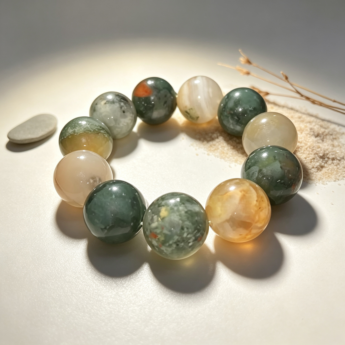 20mm African Blood Stone Natural Crystal Stretch Bracelet Unisex 2 Size Options