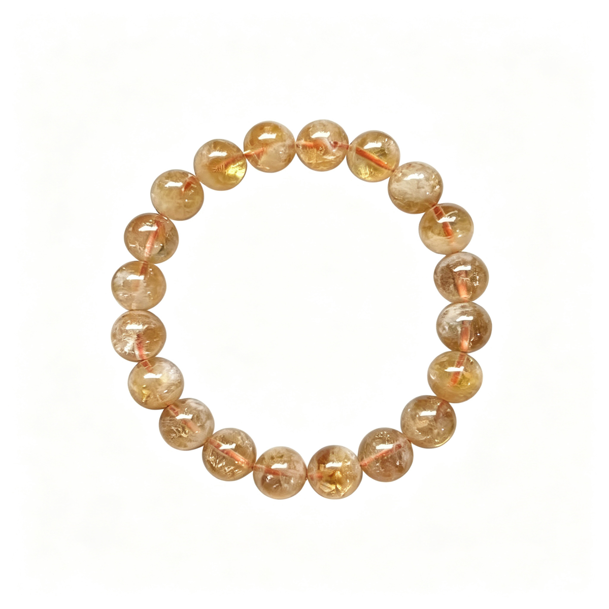 10mm Citrine Natural Crystal Stretch Bracelet Unisex 2 Size Options