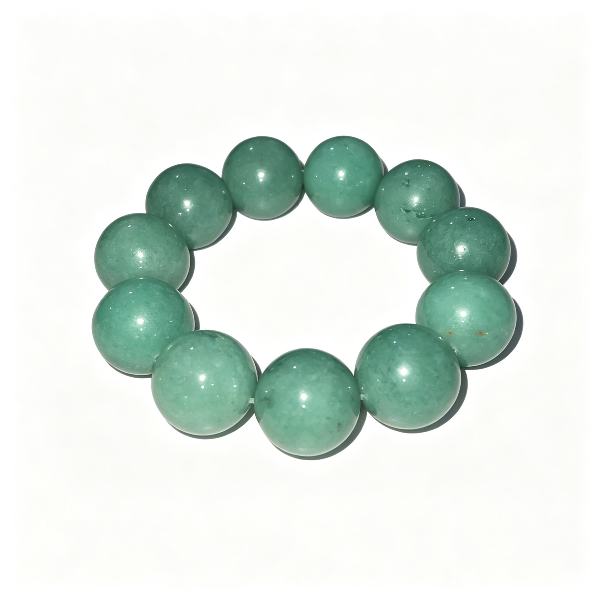 20mm Green Aventurine Natural Crystal Stretch Bracelet Unisex 2 Size Options