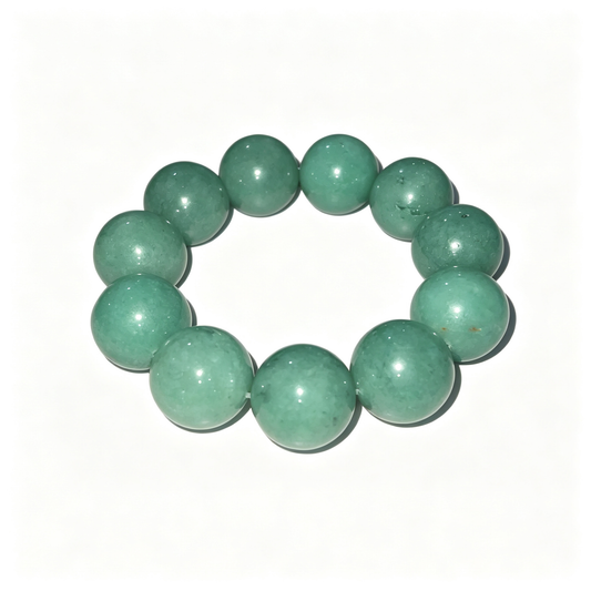 20mm Green Aventurine Natural Crystal Stretch Bracelet Unisex 2 Size Options