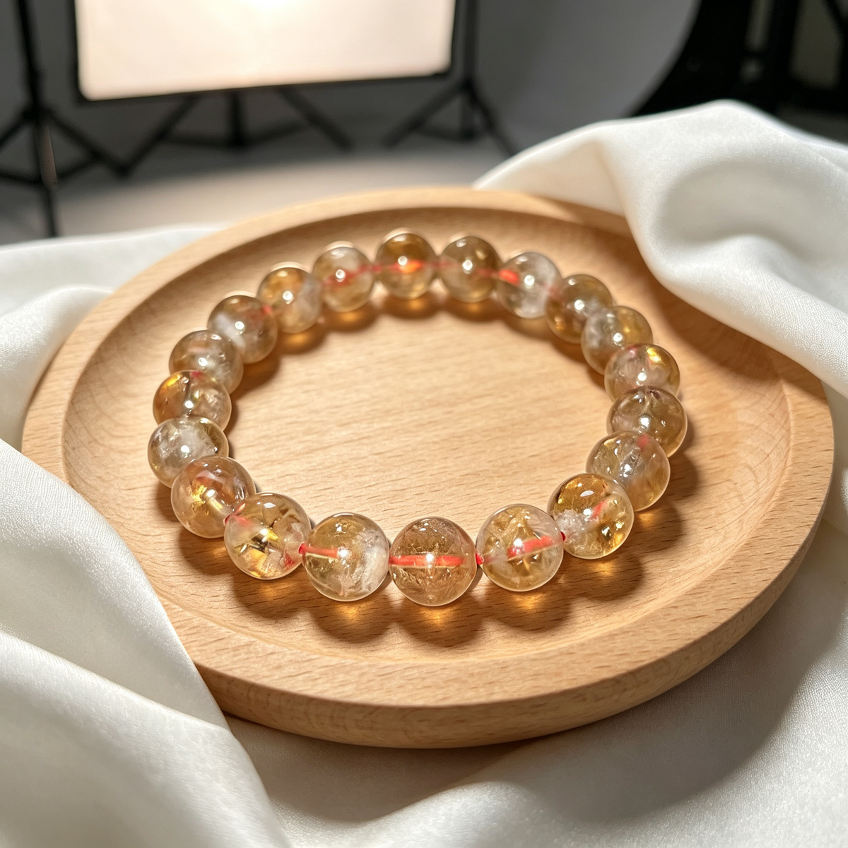 10mm Citrine Natural Crystal Stretch Bracelet Unisex 2 Size Options