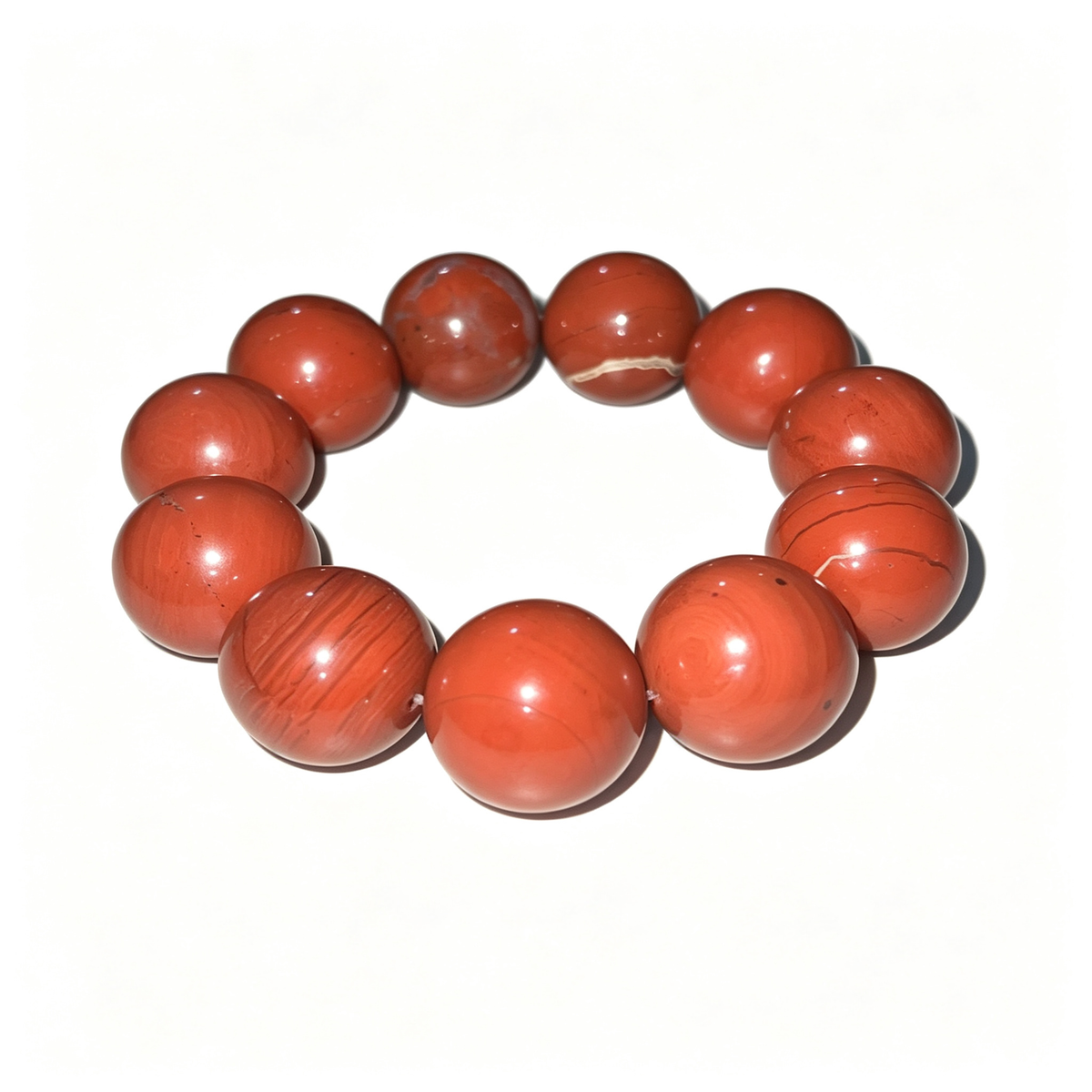 20mm Red Jasper Natural Crystal Stretch Bracelet Unisex 2 Size Options