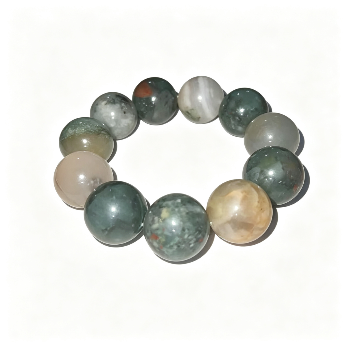 20mm African Blood Stone Natural Crystal Stretch Bracelet Unisex 2 Size Options
