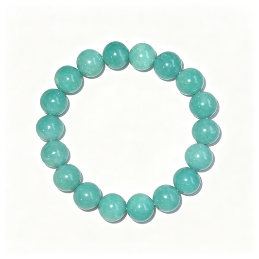 11mm Amazonite Natural Crystal Stretch Bracelet Unisex 2 Size Options
