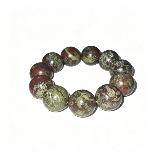 20mm Dragon Blood Stone Natural Crystal Stretch Bracelet Unisex 2 Size Options